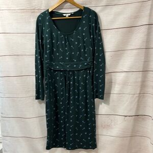 Women's green lock and key print long sleeve Boden dress size 12 Long